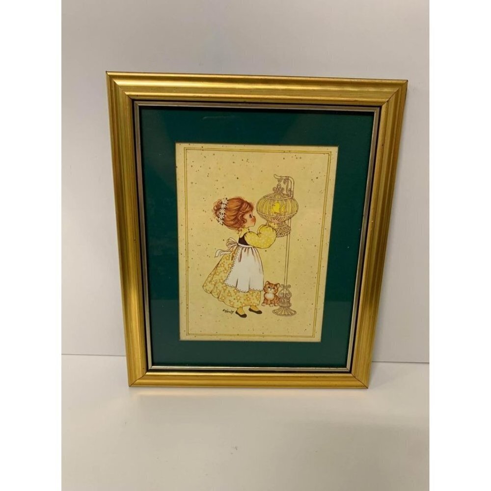 Vintage 70's Wendy Gold Framed Art
